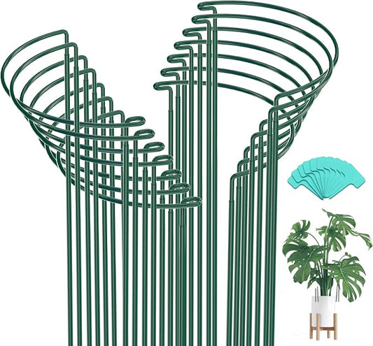 Breeze Touch 16 Pack Plant Support Stakes, 32 Inch Plant Stakes for Outdoor Plants, Peony Cage with 15 Pcs Green Lables, Peony Cages and Supports, Peonies Support Cages Flower Stakes for Plants