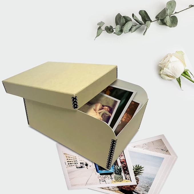 Lineco 4x6 Photo Storage Box, with 12 Envelopes, 5.5x7.5x11, Tan, 2 Pack | Holds Up to 1000 3.5" x 5", or 4" x 6" Pictures, Metal Edge, Archival Organizer for Cards, Prints, Stickers, Stamps, Seeds