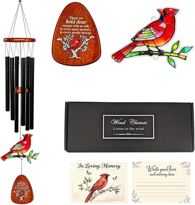 Cardinal Wind Chimes for Outside,36" Memorial Wind Chimes for Loss of Loved One,Sympathy Gifts for Loss of Mother/Father,Cardinal Gifts for Women