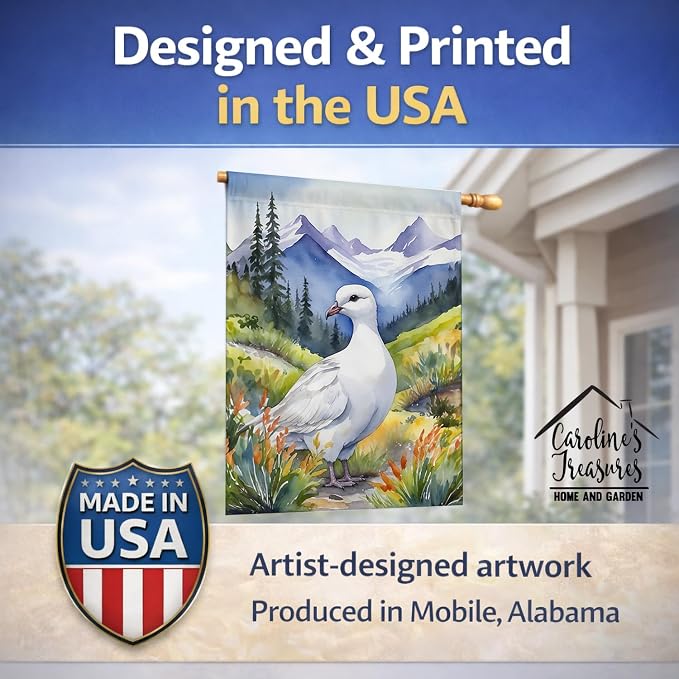 Caroline's Treasures Alaska Willow Ptarmigan House Flag Large Porch Sleeve Pole Decorative Outside Yard Banner Artwork Wall Hanging, Polyester, House Size, Multicolor