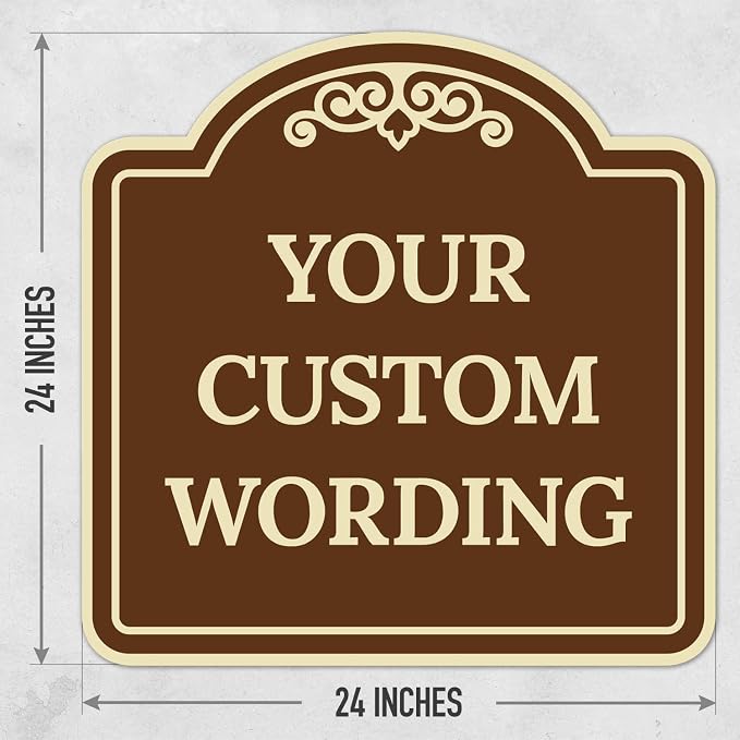 Custom Decorative Sign, Personalized Metal Sign for Business, Driveway, Home, Airbnb, Office Door Plaque, Brown Background Sign, 24x24 Inches, ACM, Fade Resistant, Made in USA by Sigo Signs