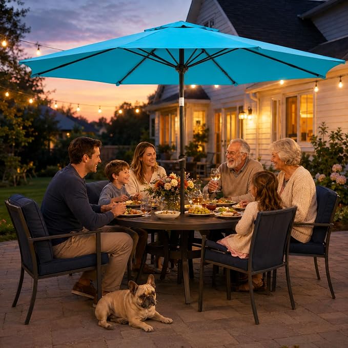 Sannwsg Outdoor Patio Umbrella,Table Umbrella with Push Button Tilt and Crank,Market Umbrella with 8 Sturdy Ribs,Yard Umbrella