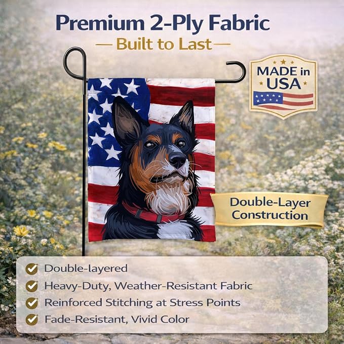 Caroline's Treasures CK6752GF Welsh Sheepdog American Flag Garden Flag Mailbox Flag Decorative Yard Flag Banner Outside Patio Artwork Yard Flower Beds, Garden Size, Multicolor