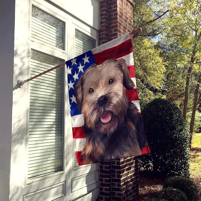Caroline's Treasures CK6448CHF Border Terrier Dog American Flag House Flag Large Porch Sleeve Pole Decorative Outside Yard Banner Artwork Wall Hanging, Polyester, House Size, Multicolor