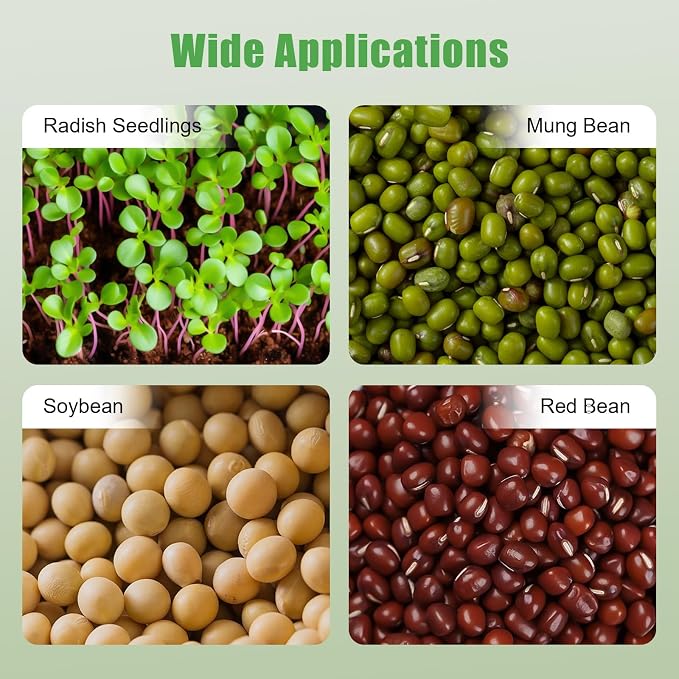 Bean Sprouts Grow Kit Sprouts Growing Kit 2-Layer 110V Smart Sprouter with 360°Sprinkler and 3 Seasonal Modes, Indoor Bean Sprout Maker for Soybean, Mung Bean, Radish, and Wheatgrass