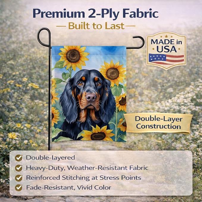 Caroline's Treasures DAC6090GF Gordon Setter in Sunflowers Garden Flag Mailbox Flag Decorative Yard Flag Banner Outside Patio Artwork Yard Flower Beds, Garden Size, Multicolor