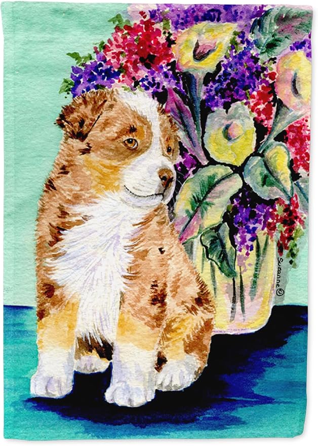 Caroline's Treasures SS8312GF Australian Shepherd Garden Flag Mailbox Flag Decorative Yard Flag Banner Outside Patio Artwork Yard Flower Beds, Garden Size, Multicolor