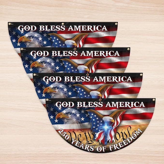 FLAGWIX American Patriotic 1776 2026 Freedom Fan Flag - Polyester Double-sided Yard Flags For Outside 3x6 ft - 4th of July Decorations for Home Yard Garden Decor Banner, Gifts For Men Women