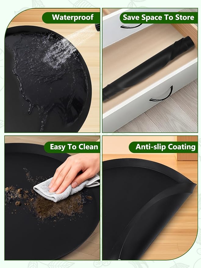 Kalolary 20 Inch Plant Saucer for Potted Plant Silicone Plant Trays Plant Saucer Growing Tray Heavy Sturdy Silicone Plant Drainage Saucers Plant Drip Trays for Pots Seed Starter Growing Trays