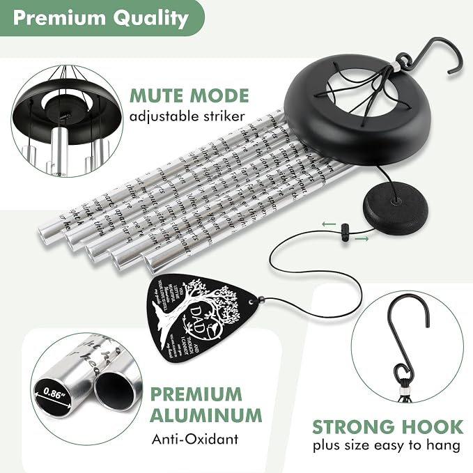 Fabuday Memorial Gifts Wind Chimes - Sympathy Gift for Loss of Dad, Windchimes in Memory of a Loved One for Bereavement Condolence Grief Funeral Condolences Remembrance Grieving, Cardinal Family Tree