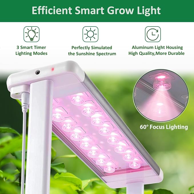 Tall Hydroponics Growing System kit with Height Adjustable Light & Trellis | Hydroponic Indoor Gardening System Tower with High Power Timer LED Grow Light,Herb Garden Grow Kit for Tomato,Pepper,Cucumber