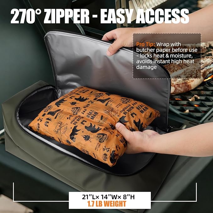 270° Opening BBQ Blanket for Resting Meat, Insulated Leak-Proof Meat Resting Bag for Brisket, Father's Day Birthday Gift for Men Dad Husband, Smoker Grilling Accessories for Party Camping Kitchen