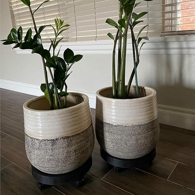 WanderingDonkey 14 Inch Rolling Plant Stand Pot Trolley, Heavy Duty Plant Caddie with Wheels, Potted Flower Mover Dolly with Casters Round Coaster for Indoor Outdoor, Wheeled Planter Saucer Tray
