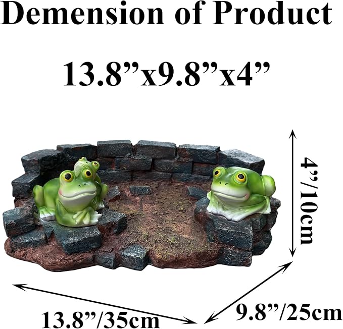 Decorative Frog Statue Splash Block Gutter Downspout Outdoor Garden Decor, Larger Gutter Downspout Statues for Patio,Yard and Lawn Accessory, Stone Resin Rain Concrete Gutter Guardian,14"L x 9.5"W