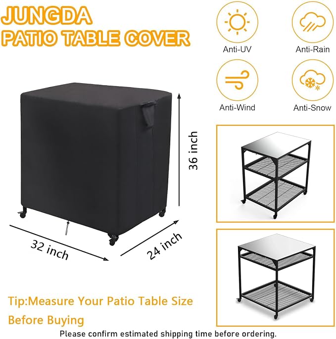 Outdoor Table Cover for Ooni Medium Modular Table, 32 Inch Waterproof Outdoor Kitchen Pizza Oven Table Cover, Patio Grill Cart Covers Dustproof, Sunproof - 32 x 24 x 35 Inch