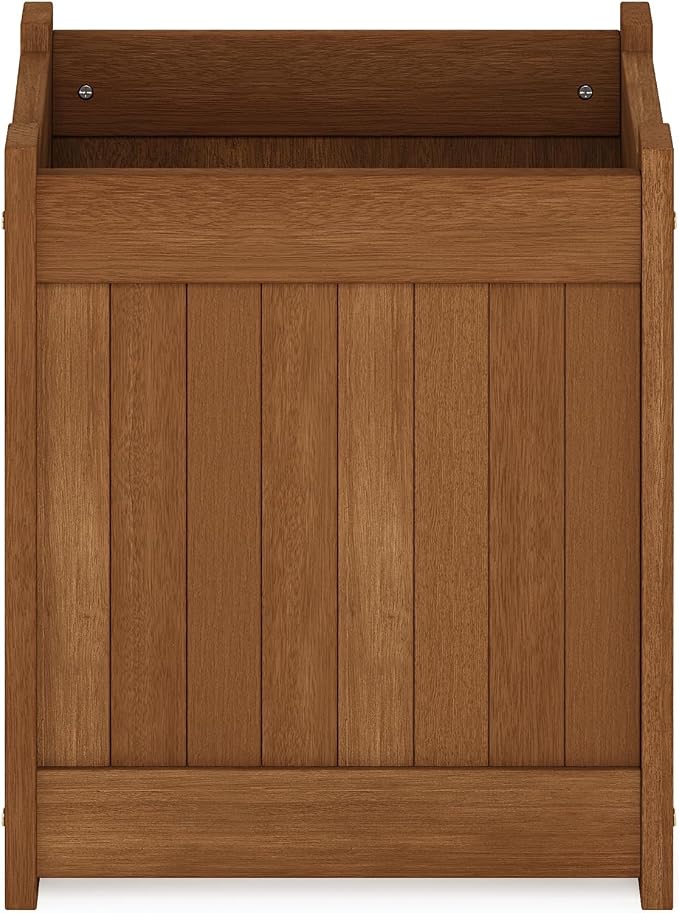 Furinno TIOMAN Planter Box, Hardwood Flower Box, Cube Garden Box, in Teak Oil, Outdoor Indoor, Garden, Patio, Balcony, Light Wood