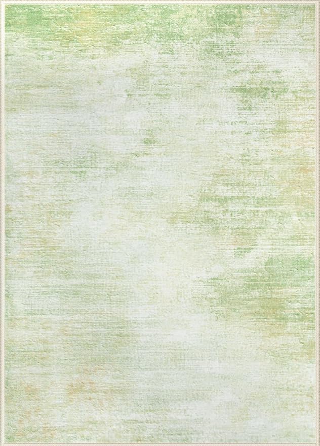 Area Rugs 6x9 Living Room: Washable Rug Modern Abstract Large Rugs Soft Non Slip Neutral Rug Stain Resistant Indoor Carpet for Bedroom Kitchen Dining Room Nursery Home Rugs(Green,6'x9')