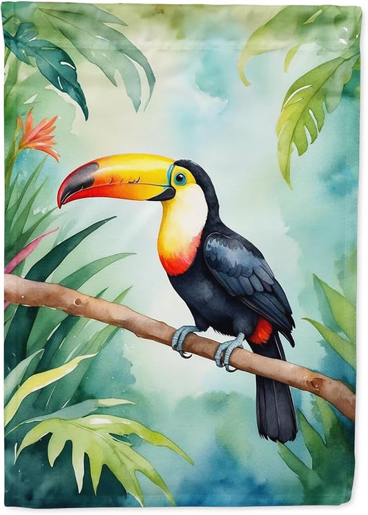 Caroline's Treasures Toucan House Flag Large Porch Sleeve Pole Decorative Outside Yard Banner Artwork Wall Hanging, Polyester, House Size, Multicolor