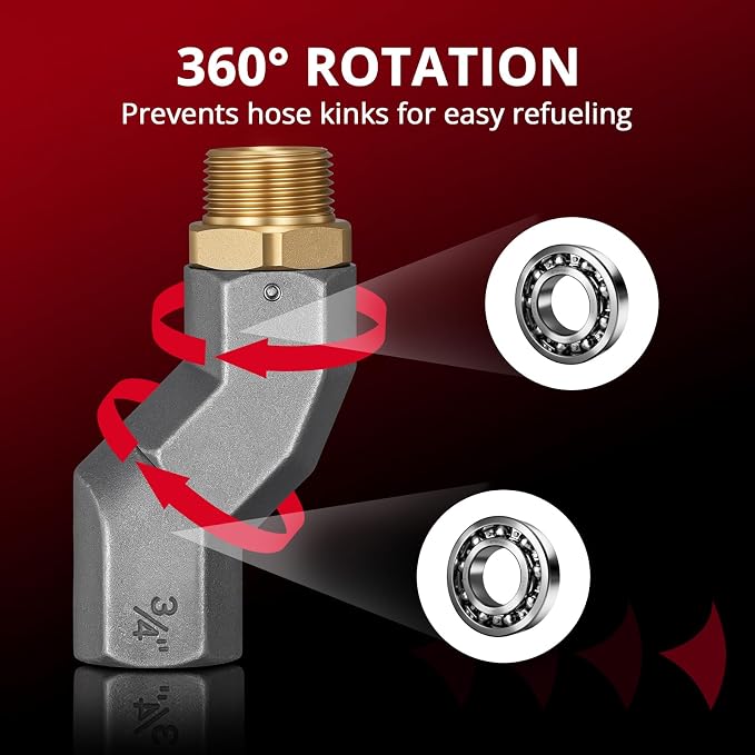 EVIL ENERGY 3/4" NPT 6PCS Fuel Transfer Hose Swivel 360 Rotating Connector for Fuel Nozzle Multi Plane Swivel