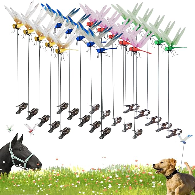 3D Dragon Fly Clip, Dragon Fly Clips for Bugs - Double Reinforced Wings/Upgraded Strong Clip, PVC Waterproof Wings Never Fade, 1:1 Realistic Fake Dragonfly Clips to Keep Bugs Away (20 PCS)