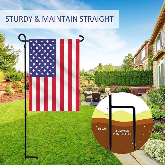 YEAHOME 2PC Premium Garden Flag Stand Holder, Weather-Proof Metal Powder-Coated Flagpole for American, Christmas, Winter, Birthday Flags