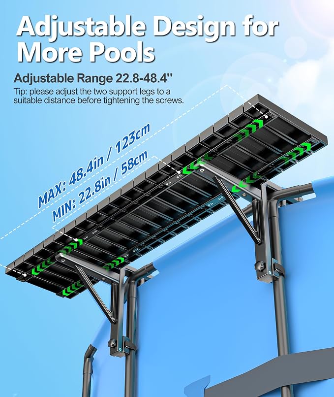 BoYata Pool Bar for Above Ground Pools, 49.4×9.6" Large Galvanized Table | Holds Up To 110 Lb, Fits Top Rails Up To 4.48", Super Stable Above Ground Pool Accessories, For Round & Oval Frame Pools