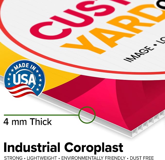 Custom Yard Sign, Double Sided Lawn Sign - 2 Pack,18x24 Inches, Personalize with Text and Logo For Business, Yard or Garage Sale, Home or Office, Outdoor, Corrugated Plastic with Metal H Stake, Made in USA by My Sign Center
