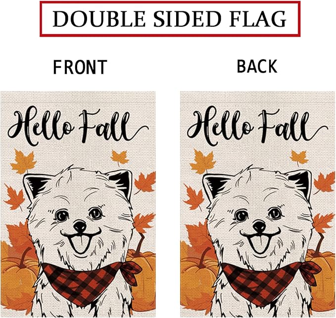 Seasonal Garden Flags Pomeranian Double Sided Flags Set of 11 Holiday Farmhouse Indoor Outdoor Yard Lawn Christmas Gifts Decorations 12.5x18 Inch