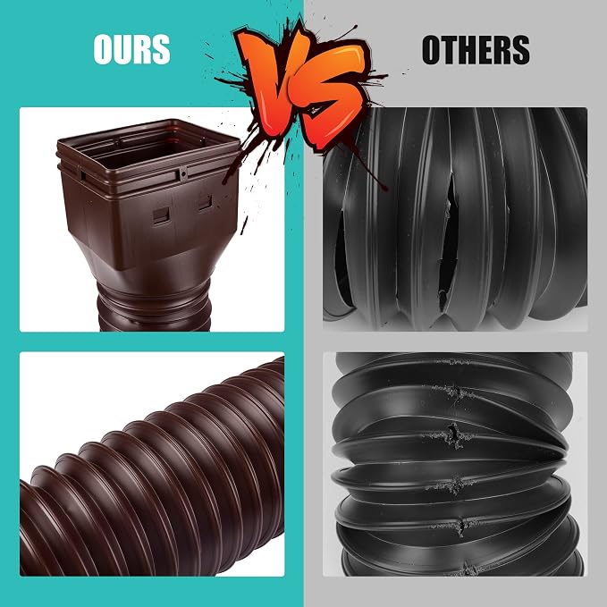 3 Pack Rain Gutter Downspout Extensions Flexible,Downspout Diverter Extendable From 21" To 58". Downspout Extender Is Suitable For Most Drain Pipe (Brown)