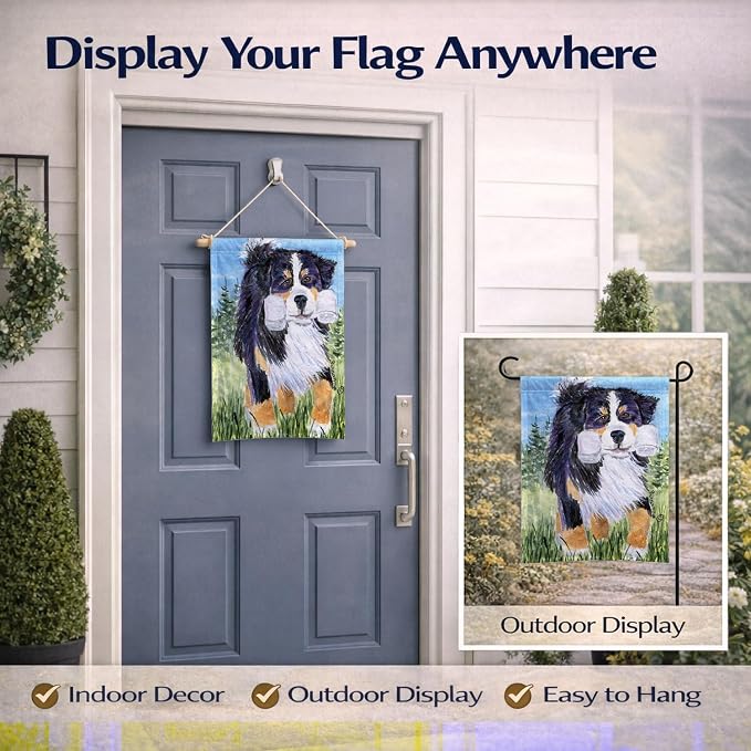 Caroline's Treasures SS8860GF Bernese Mountain Dog Garden Flag Mailbox Flag Decorative Yard Flag Banner Outside Patio Artwork Yard Flower Beds, Garden Size, Multicolor