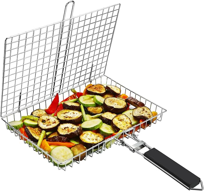 BBQ Grilling Basket - Fish Grill Basket & Rack - Outdoor Accessories