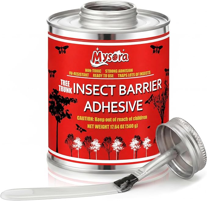 Sticky Coating Trap with Brush 17 oz Insect Barrier Coating Sticky Insect Trap Glue Outdoor DIY Adhesive Fly Glue Deerflies Lanternfly Mosquito for Orchard Garden Protect Trees Plants