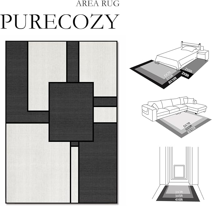 Black and White Entryway Area Rug 2x3 Geometric Small Rug for Entry | Machine Washable Geometric Door Mat Low Pile Abstract Rugs Non-Slip Carpet for Entry Bedroom Kitchen Bathroom Laundry