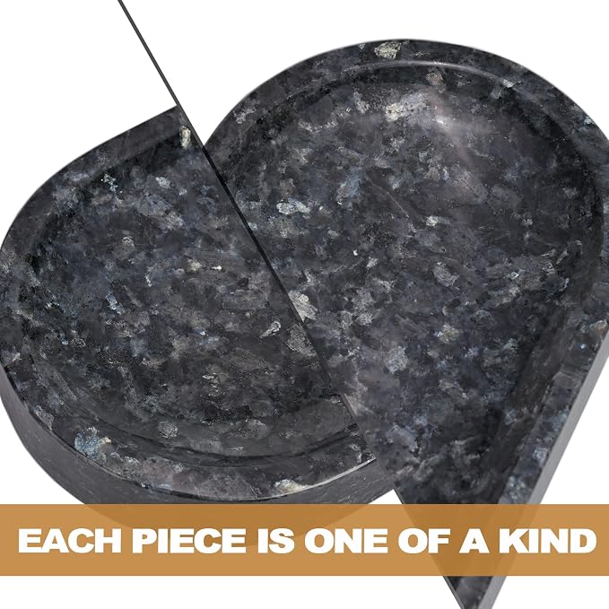 Koville Norwegian Natural Granite Bathroom Tray, 12"x6" Vanity Sink Tray for Kitchen, Decorative Tray, Bathroom Countertop Organizer for Perfume, Candles, Jewelry(Blue Pearl)