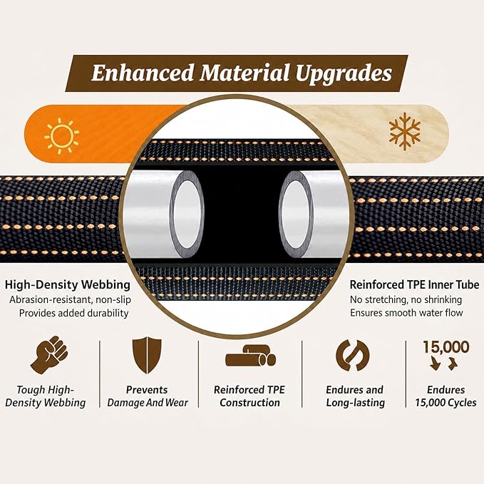 100FT Flexible Garden Hose & 10Modes Nozzle,Lightweight Water Hose,Kink-Free,All-Weather 3/4 in. NoneExpanding Hose for RV,Boat,Car Wash,Garden,Yard,Camper,Outdoor (100Ft,Orange-Black)