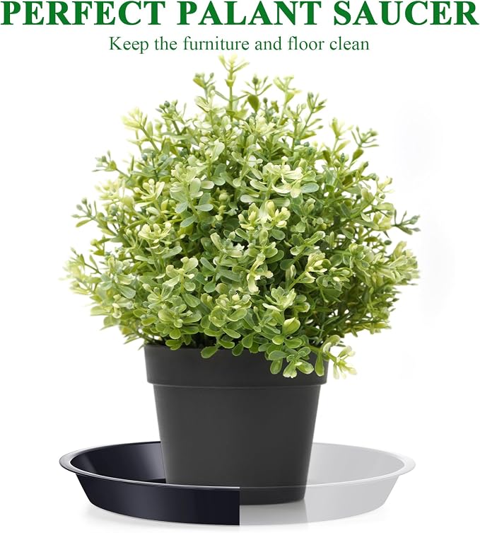 Sawysine 15 Pack Plastic Plant Saucer Round Drip Trays Black Flower Pot Saucers Thick Plant Dish Sturdy Water Tray Heavy Drainage Potted Container for Indoor Outdoor Garden (10 Inches)