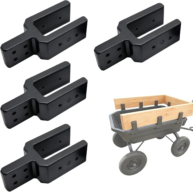 Heavy-Duty Sidewall Brackets (4-Pack) - Compatible with Gorilla Cart 7 & 12 cu/ft Models, 200LB Capacity Each, Industrial Nylon & One-Piece Molded Construction, Black