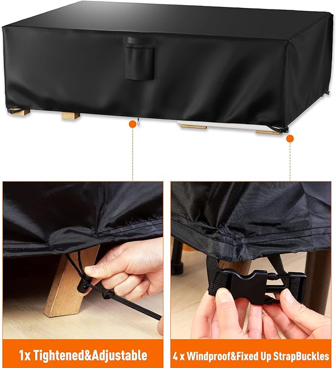 Patio Furniture Covers, Outdoor Furniture Cover Waterproof, General Purpose, Outside Table and Chair Covers, Heavy Duty 600D (138 Inch L x 85.8 Inch W x 31.9 Inch H)