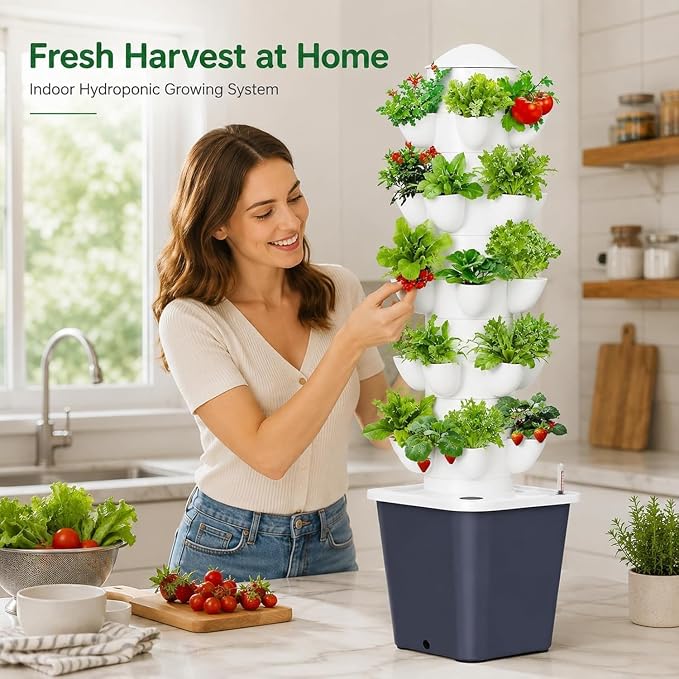 Plants Propagation Station | Vertical Hydroponic Tower Garden - Hydroponics Growing System Indoor, Aeroponic Tower Kit 30 Pods Grow