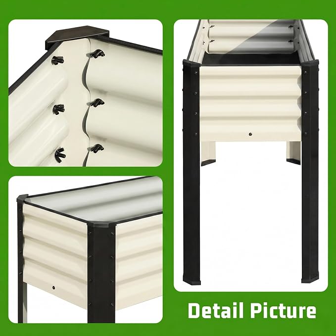 SnugNiture Raised Garden Bed with Legs, 2PCS 48×18×32in Outdoor Metal Elevated Raised Planter Box for Backyard, Patio, Balcony
