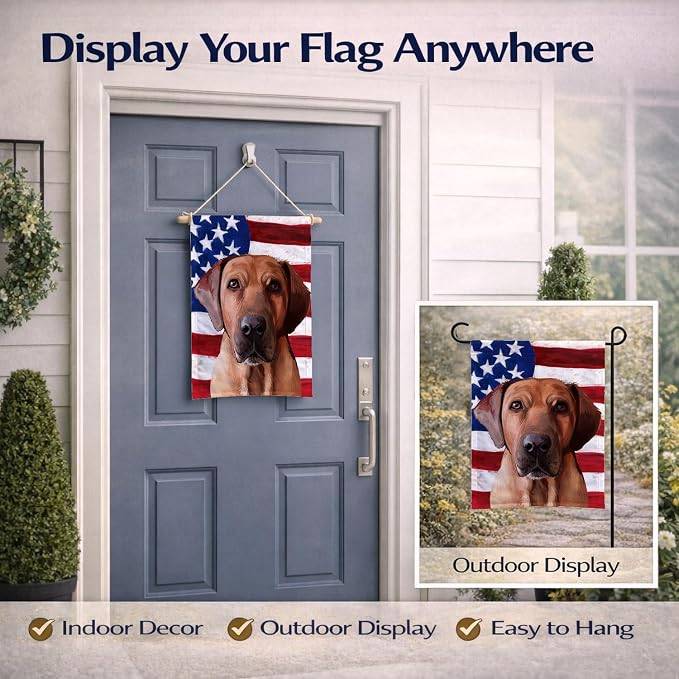 Caroline's Treasures CK6463GF Broholmer Dog American Flag Garden Flag Mailbox Flag Decorative Yard Flag Banner Outside Patio Artwork Yard Flower Beds, Garden Size, Multicolor