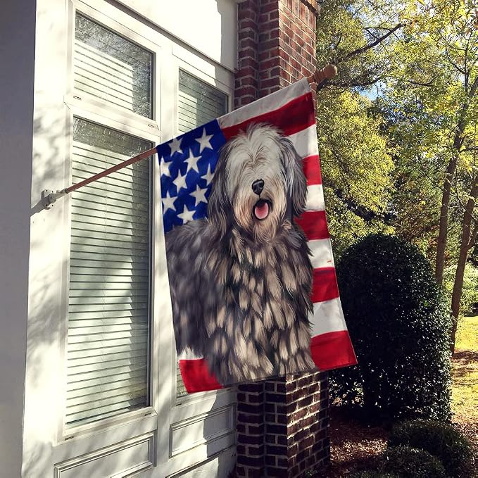 Caroline's Treasures CK6430CHF Bergamasco American Flag House Flag Large Porch Sleeve Pole Decorative Outside Yard Banner Artwork Wall Hanging, Polyester, House Size, Multicolor