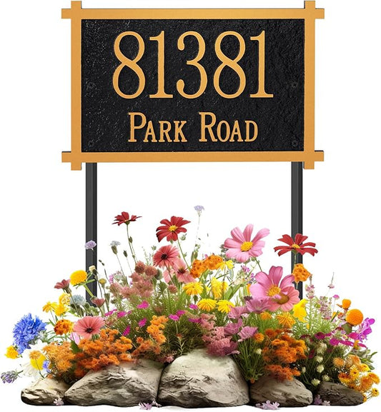 Customizable Address Sign - LAWN MOUNTED Plaque Outdoor House Number Ideal for Home and Garden Décor Style 5