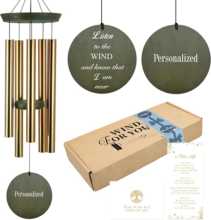 ASTARIN Memorial 36" Wind Chimes, Personalized Name Sympathy Wind Chime, in Memory of Loss Mom Loved One, Large Deep Tone Bereavement Windchimes, Listen to the Wind(Produced in Texas)