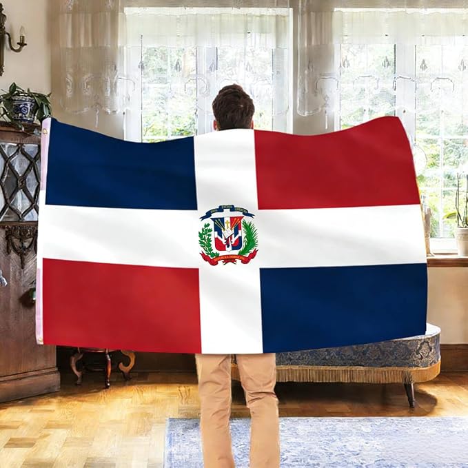 AhfuLife Dominican Flag 3x5 Ft, 2 Pcs Large Dominican Flags for Outside - Double Side with Brass Eyelets for Olympic Party Decorations Bar Garden Street Decoration Indoor Outdoor