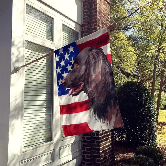 Caroline's Treasures CK6624CHF Small Munsterlander Dog American Flag House Flag Large Porch Sleeve Pole Decorative Outside Yard Banner Artwork Wall Hanging, Polyester, House Size, Multicolor