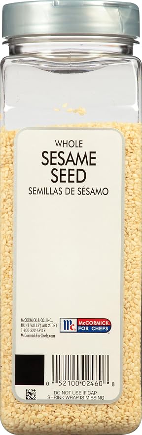 McCormick Culinary Whole Sesame Seed, 16 oz - One 16 Ounce Container of Hulled Whole White Sesame Seeds Perfect for Noodle Dishes, Sushi, Stir-Fries and Coating for Meat and Fish