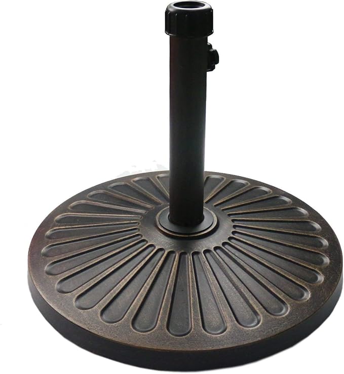 Sunnyglade 7.5' Patio Umbrella 6 Ribs (Red) | 18" 30.2-lbs Heavy Duty Round Antiqued Umbrella Base, Bronze