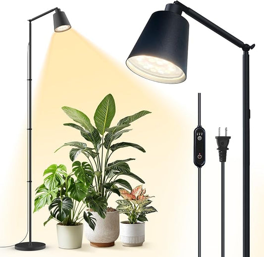 Bstrip 78" Tall Grow Light for Indoor Plants, F11 Pro Standing Plant Light, 18W Full Spectrum LED Grow Light Bulb with Optical Lens, Non-Dimmable, Angle&Height Adjustable, 4/9/14H Timer