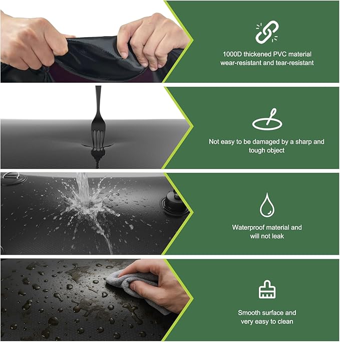 150 Gallon Water Bladder, 1000D PVC Foldable Portable Water Tank, Black Large Capacity Water Bag Container for Camping, Garden, Agricultural Irrigation, Drought Resistance, Emergency Supply